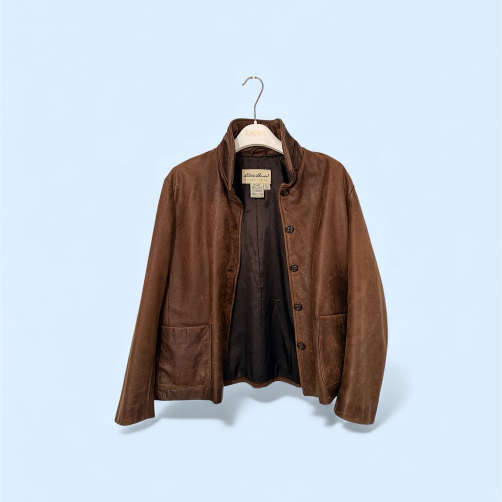 Vintage Eddie Bauer Leather Jacket Size 10 Petite